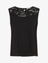 Top droit sans manches col dentelle - Noir - 4