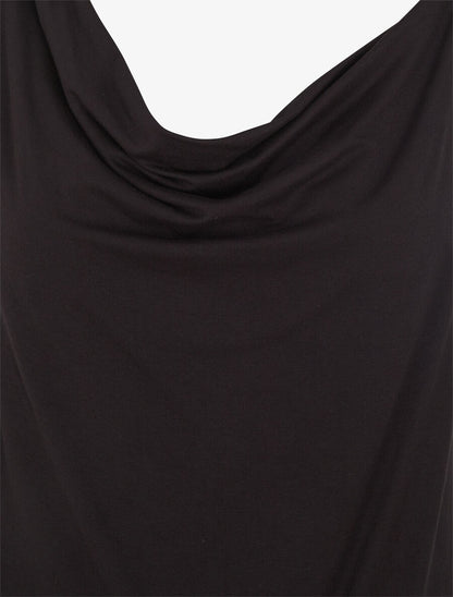 Top uni à col bénitier à empiècement bijoux - Noir - 3