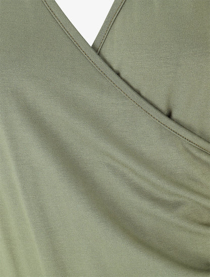 Robe moulante unie à boutons décoratifs - Kaki - 3