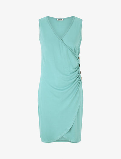 Robe moulante unie à boutons décoratifs - Vert d&