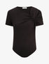 Body uni à manches courtes stylisées - Noir - 1