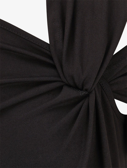 Body uni à manches courtes stylisées - Noir - 3