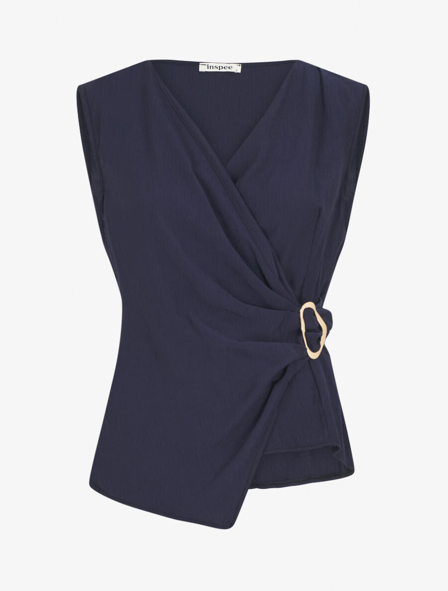 Top droit sans manches à boucle - Marine - 1