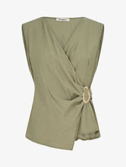 Top droit sans manches à boucle - Vert olive - 4