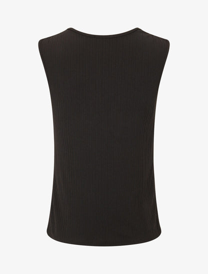 Top droit sans manches à broche plume - Noir - 2