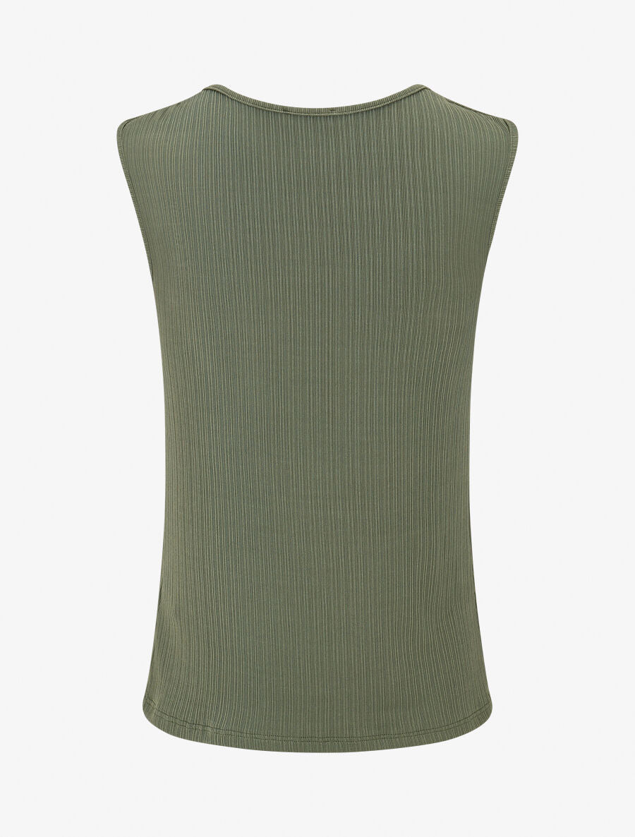 Top droit sans manches à broche plume - Kaki - 2