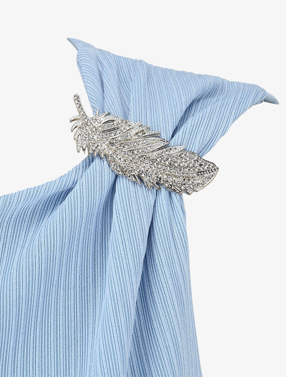 Top droit sans manches à broche plume - Bleu ciel - 3