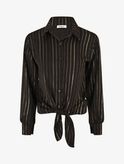 Blouse à nouer et rayures irisées - Noir - 4