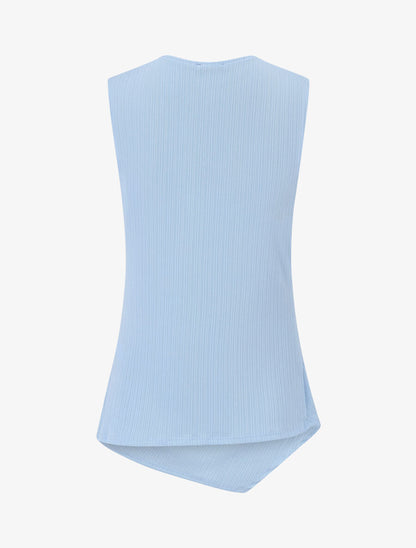 Top drapé cache-coeur sans manches - Bleu ciel - 2