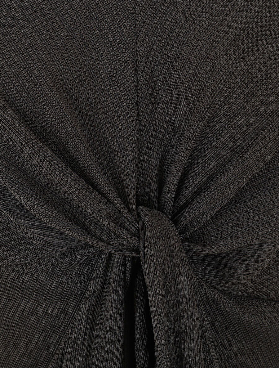 Top uni à col en V - Noir - 3