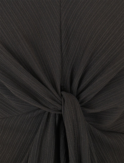 Top uni à col en V - Noir - 3