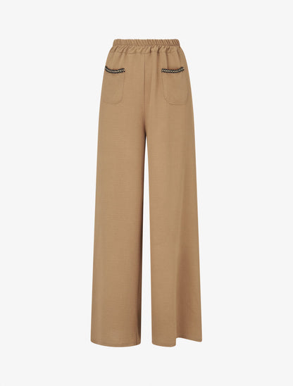 Pantalon fluide à poches stylisés - Camel - 1