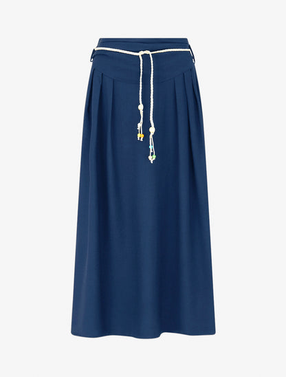 Langer Rock mit hoher Taille und ausgestelltem Schnitt - Blau