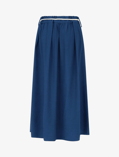 Langer Rock mit hoher Taille und ausgestelltem Schnitt - Blau