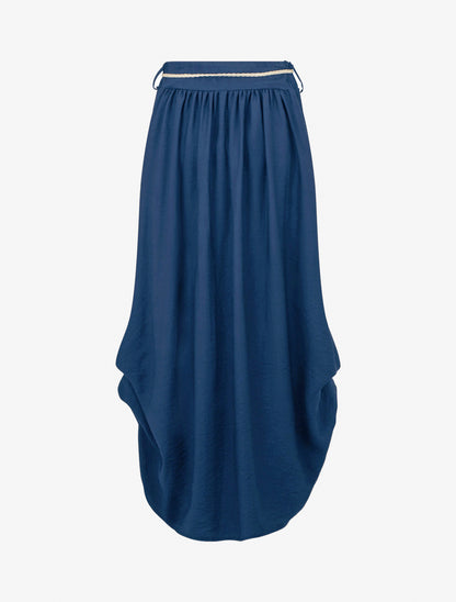Langer Rock mit hoher Taille und ausgestelltem Schnitt - Blau