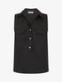 Top uni boutonné effet lin - Noir - 1