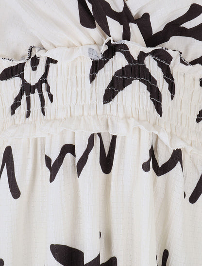 Robe élastiquée imprimé abstrait - Noir - 3