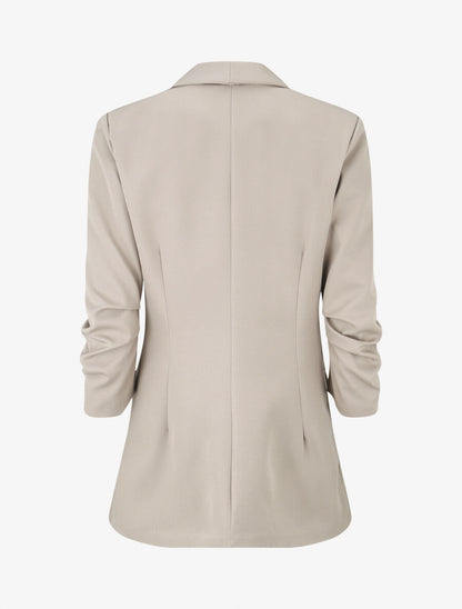 Blazer uni à manches froncées - Beige - 2