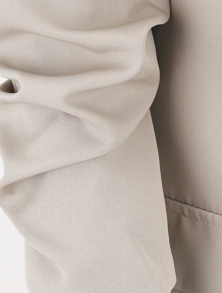 Blazer uni à manches froncées - Beige - 3