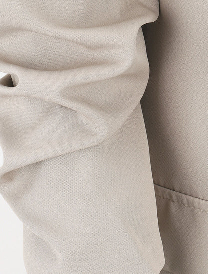 Blazer uni à manches froncées - Beige - 3