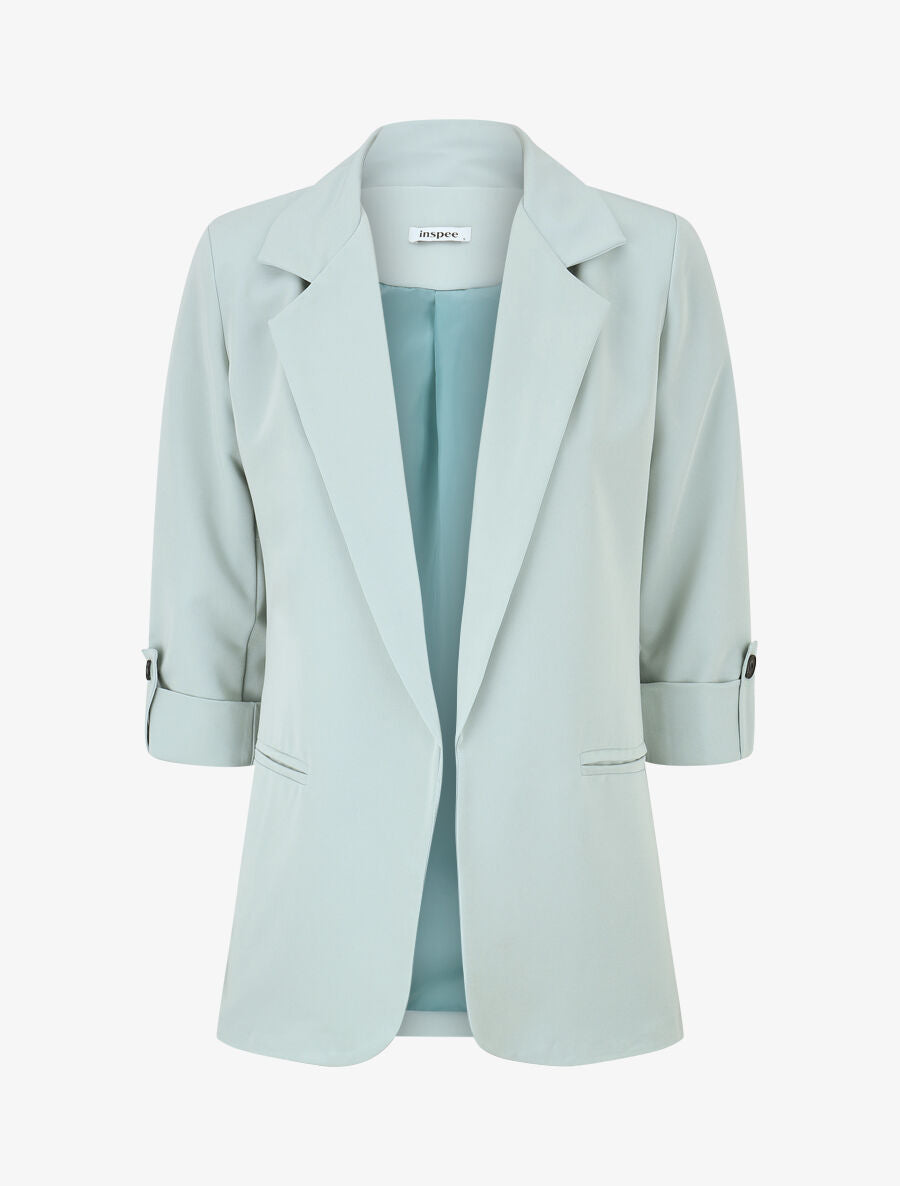 Blazer droit épaulettes et manches 3/4 - Bleu clair - 1