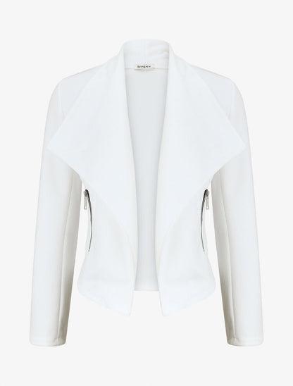 Veste en suédine à col châle - Blanc - 1