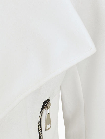 Veste en suédine à col châle - Blanc - 3