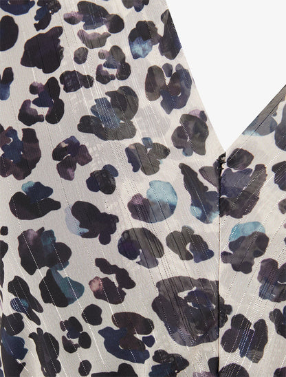 Top à taille droite imprimé moucheté - Bleu - 3