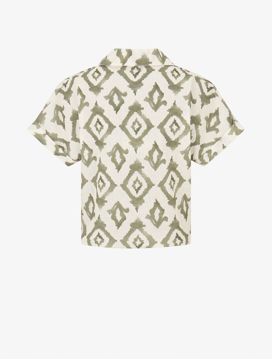 Chemise manches courtes imprimé graphique - Kaki - 2