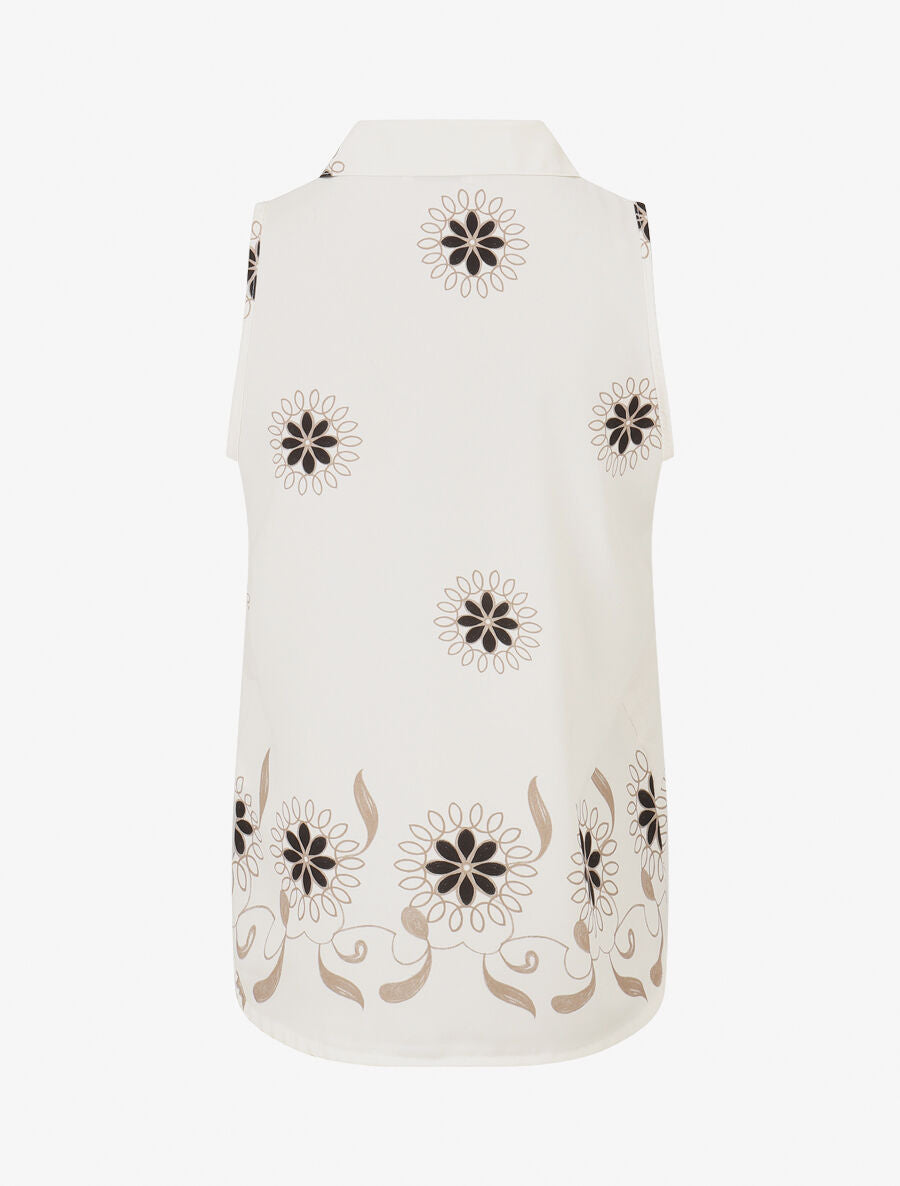 Chemise sans manches imprimé floral - Beige - 2