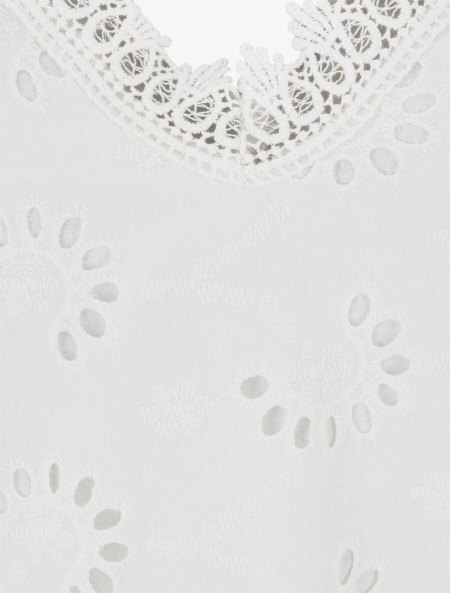 Caraco droit style broderie anglaise - Blanc - 3