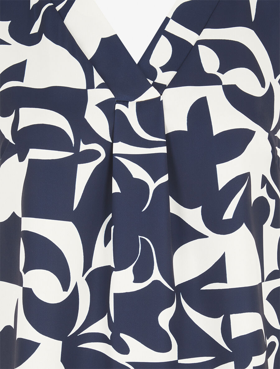 Top sans manches imprimé fantaisie à col V - Marine - 3