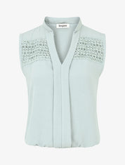 Top droit sans manches empiècements crochet - Vert d&