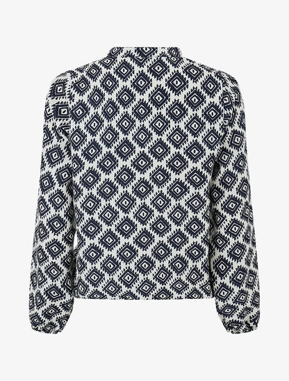 Blouse manches longues imprimé ikat - Marine - 2