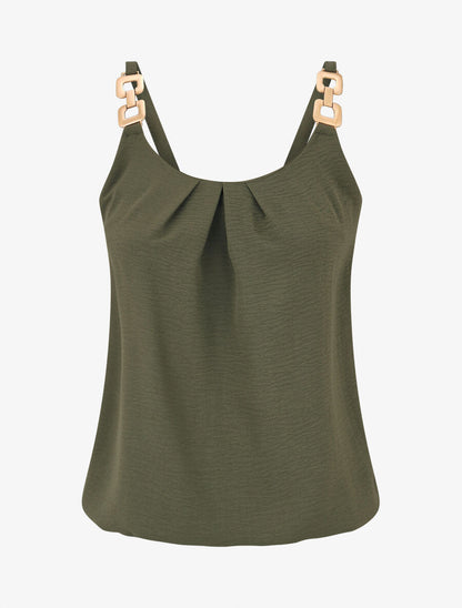 Top droit bretelles fantaisies - Kaki - 1