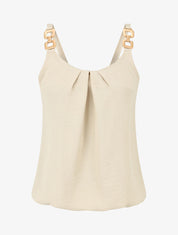 Top droit bretelles fantaisies - Beige - 4
