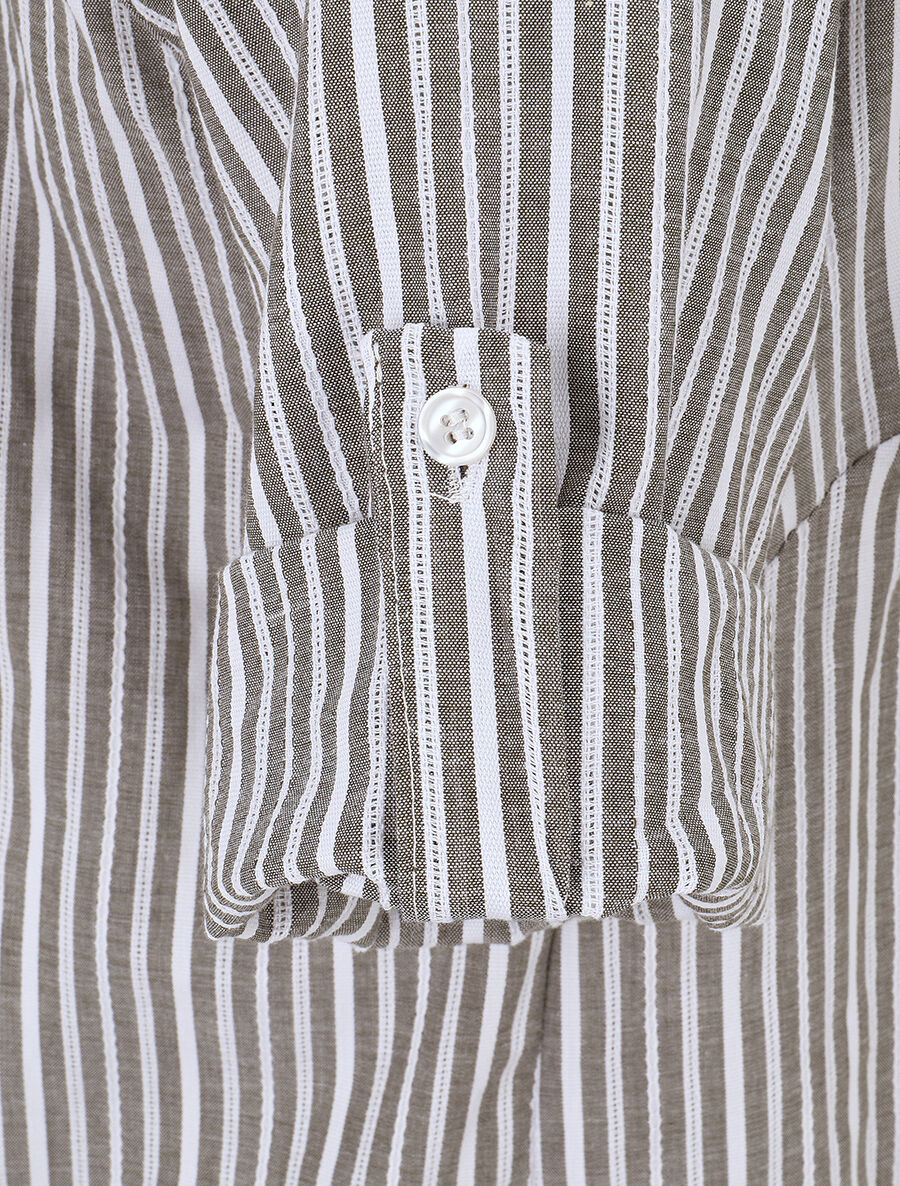 Chemise manches 3/4 à rayures - Vert gris - 3