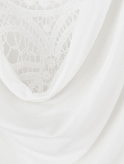 Top sans manches col bénitier et dos en dentelle - Blanc - 3