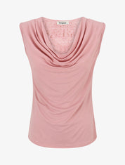 Top sans manches col bénitier et dos en dentelle - Rose - 4