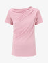 Top drapé à manches courtes asymétriques - Rose - 4