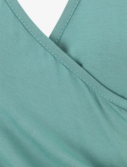 Top sans manches drapé col cache-coeur - Vert d&