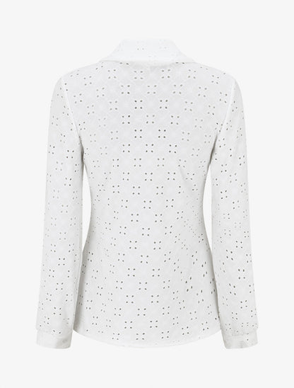 Chemise ajourée à manches longues - Blanc - 2