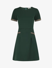 Robe ajustée à broderie dorée - Vert bouteille - 1