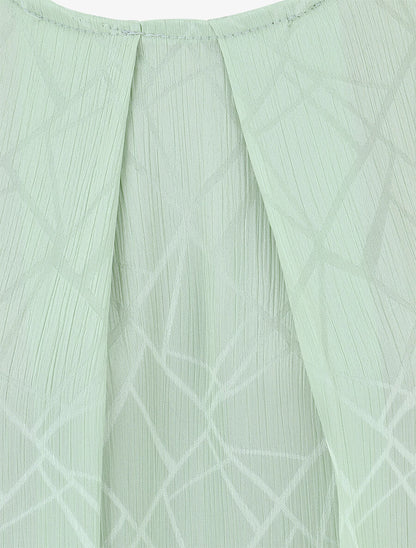 Blouse en voile transparente à manches volantées - Vert d&