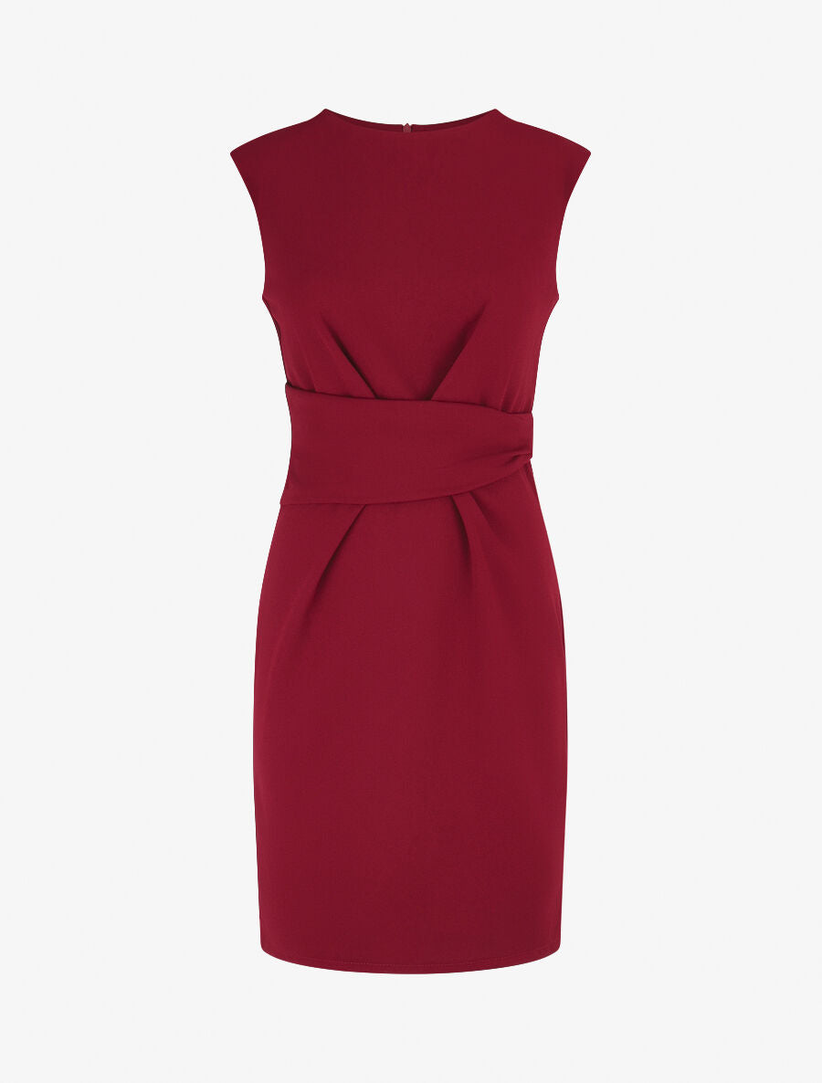 Robe ajustée à pans plissé - Bordeaux - 4