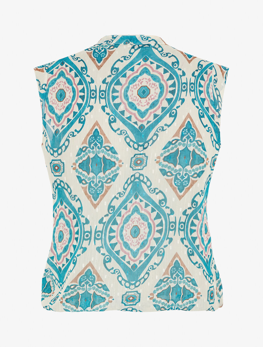 Top irisé sans manches imprimé aztèque - Turquoise - 2