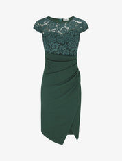 Robe portefeuille à buste dentelle - Vert - 1