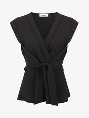 Top élastiqué et liens à nouer - Noir - 1
