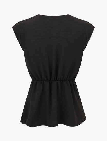 Top élastiqué et liens à nouer - Noir - 2