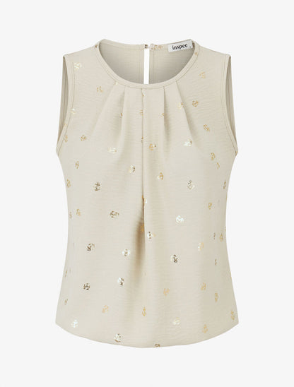 Top sans manches motif ancres irisées - Beige - 4